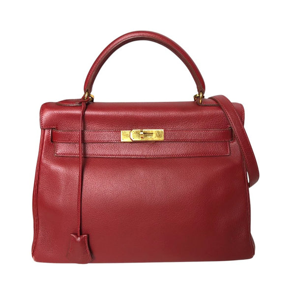 エルメス HERMES ケリー32 外縫い □B刻 ルージュヴィフ ゴールド金具 ヴォーガリバー レディース ハンドバッグ