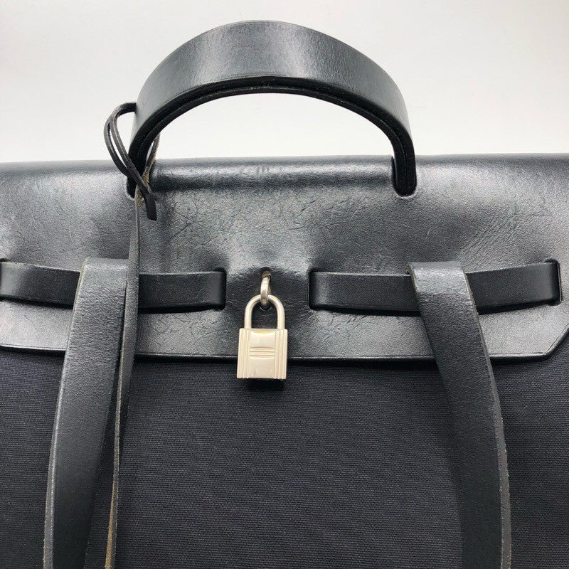 エルメス HERMES エールバッグアドPM □D刻 ブラック×SV金具 トワルオフィシェ/ヴァッシュハンター レディース リュック・デイパック