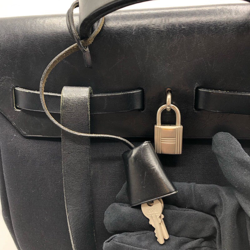 エルメス HERMES エールバッグアドPM □D刻 ブラック×SV金具 トワルオフィシェ/ヴァッシュハンター レディース リュック・デイパック