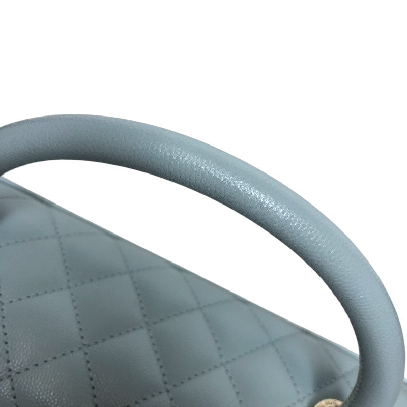 シャネル CHANEL ココハンドル29 A92991 ライトブルー ゴールド金具 キャビアスキン レディース ハンドバッグ