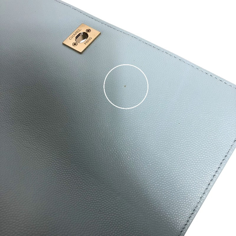 シャネル CHANEL ココハンドル29 A92991 ライトブルー ゴールド金具 キャビアスキン レディース ハンドバッグ