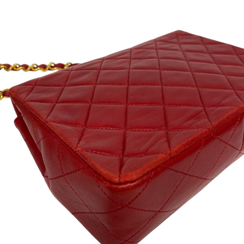 シャネル CHANEL マトラッセ チェーンショルダーバッグ 1番台 レッド ゴールド金具 ラムスキン レディース ショルダーバッグ