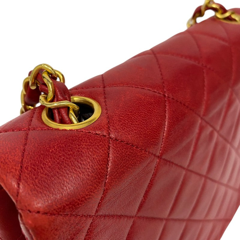 シャネル CHANEL マトラッセ チェーンショルダーバッグ 1番台 レッド ゴールド金具 ラムスキン レディース ショルダーバッグ