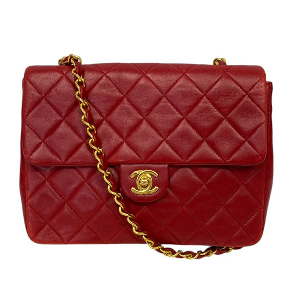 シャネル CHANEL マトラッセ チェーンショルダーバッグ 1番台 レッド ゴールド金具 ラムスキン レディース ショルダーバッグ