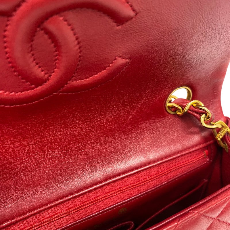 シャネル CHANEL マトラッセ チェーンショルダーバッグ 1番台 レッド ゴールド金具 ラムスキン レディース ショルダーバッグ