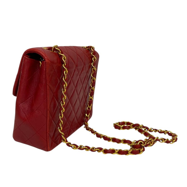 シャネル CHANEL マトラッセ チェーンショルダーバッグ 1番台 レッド ゴールド金具 ラムスキン レディース ショルダーバッグ
