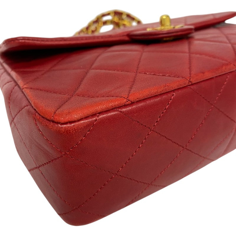 シャネル CHANEL マトラッセ チェーンショルダーバッグ 1番台 レッド ゴールド金具 ラムスキン レディース ショルダーバッグ