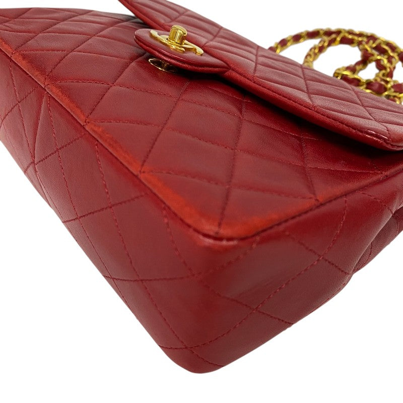シャネル CHANEL マトラッセ チェーンショルダーバッグ 1番台 レッド ゴールド金具 ラムスキン レディース ショルダーバッグ