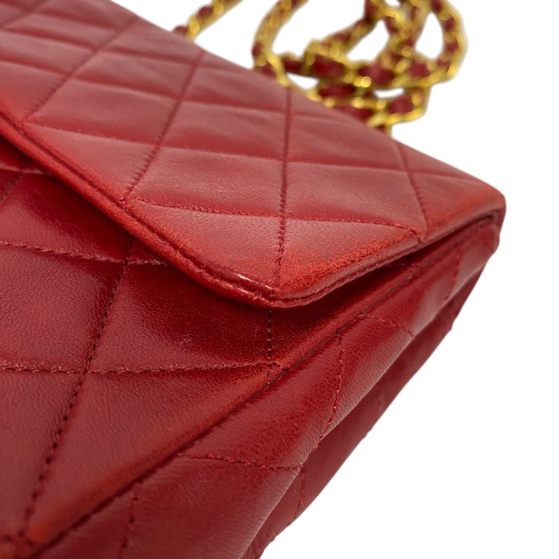 シャネル CHANEL マトラッセ チェーンショルダーバッグ 1番台 レッド ゴールド金具 ラムスキン レディース ショルダーバッグ
