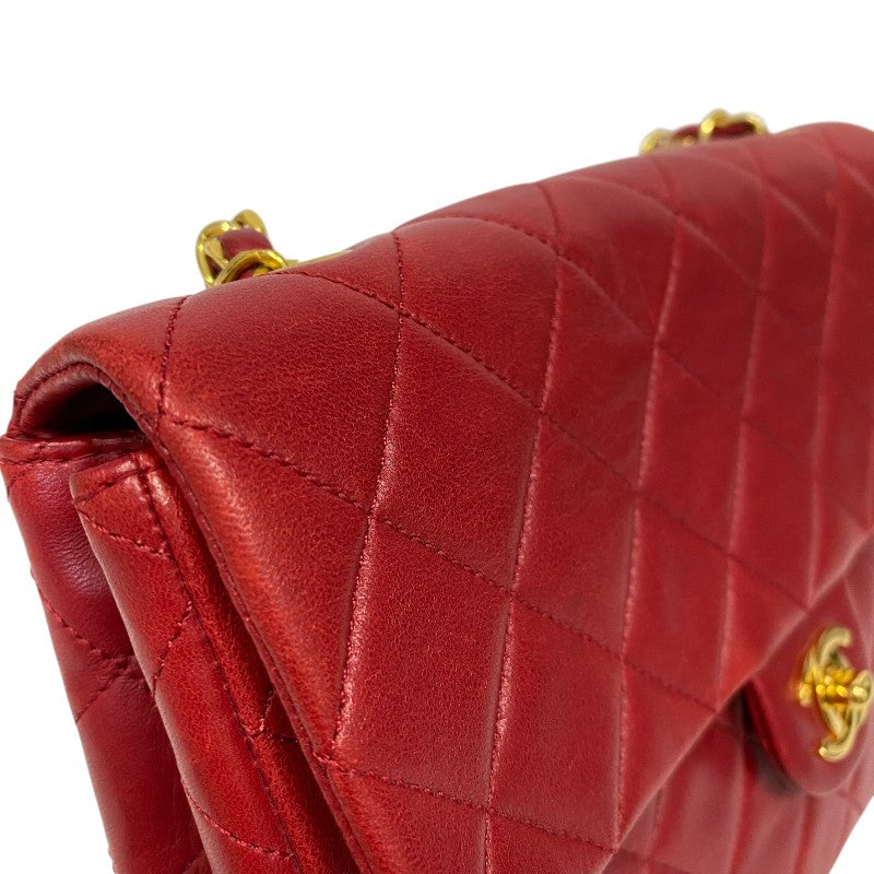 シャネル CHANEL マトラッセ チェーンショルダーバッグ 1番台 レッド ゴールド金具 ラムスキン レディース ショルダーバッグ