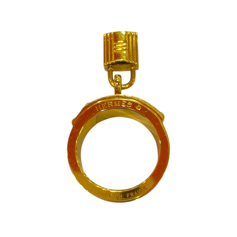 エルメス HERMES ケリースカーフリング ブラウン/ゴールド ポロサス/メタル レディース その他ファッション雑貨
