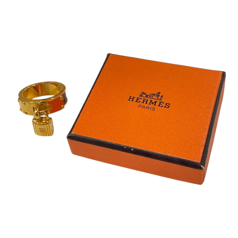 エルメス HERMES ケリースカーフリング ブラウン/ゴールド ポロサス/メタル レディース その他ファッション雑貨