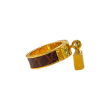 エルメス HERMES ケリースカーフリング ブラウン/ゴールド ポロサス/メタル レディース その他ファッション雑貨