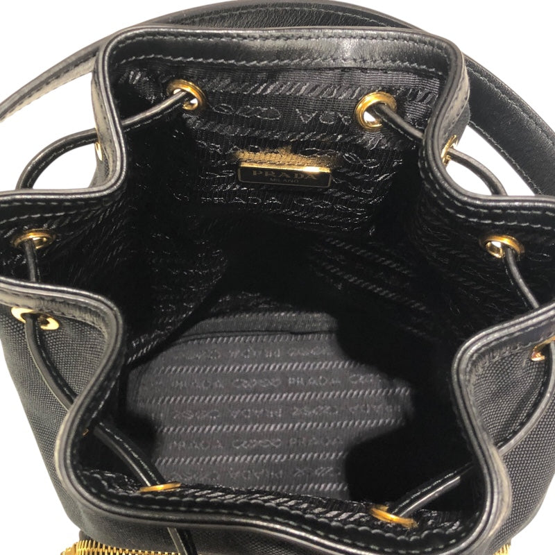 プラダ PRADA デュエットバケットバッグ 1BH038 ブラック ナイロンジャガード レディース ショルダーバッグ