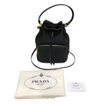 プラダ PRADA デュエットバケットバッグ 1BH038 ブラック ナイロンジャガード レディース ショルダーバッグ