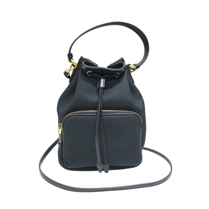プラダ PRADA デュエットバケットバッグ 1BH038 ブラック ナイロンジャガード レディース ショルダーバッグ