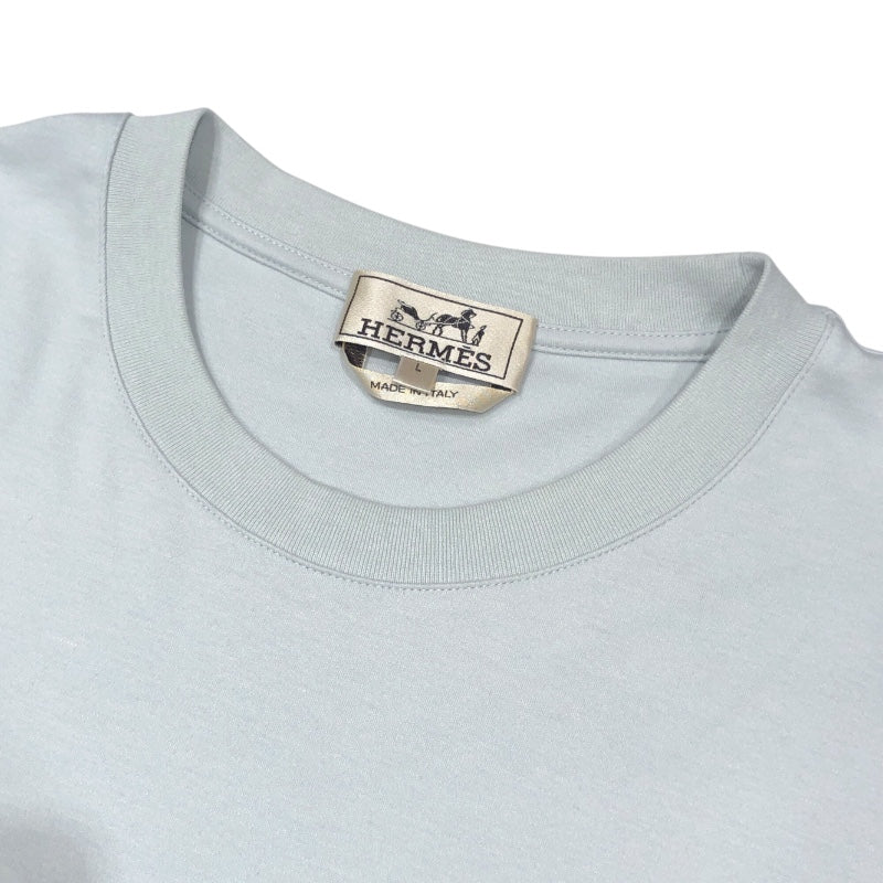 エルメス HERMES カミシヤ混 立体プリントTシャツ ブルー コットン メンズ 半袖Ｔシャツ