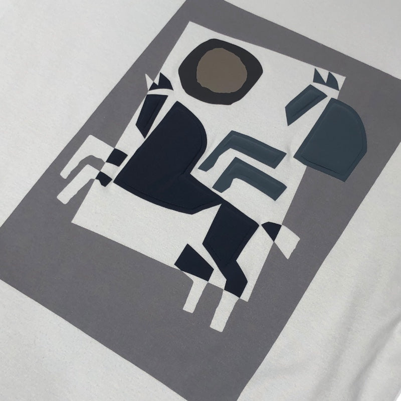 エルメス HERMES カミシヤ混 立体プリントTシャツ ブルー コットン メンズ 半袖Ｔシャツ