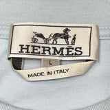 エルメス HERMES カミシヤ混 立体プリントTシャツ ブルー コットン メンズ 半袖Ｔシャツ