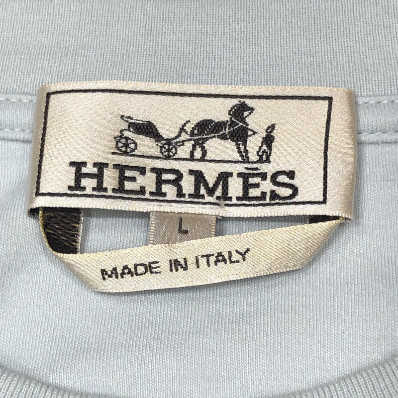 エルメス HERMES カミシヤ混 立体プリントTシャツ ブルー コットン メンズ 半袖Ｔシャツ
