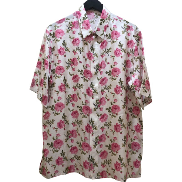 クリスチャン・ディオール Christian Dior フローラル総柄半袖シルクシャツ 193C545A5630 ホワイト シルク メンズ 半袖シャツ