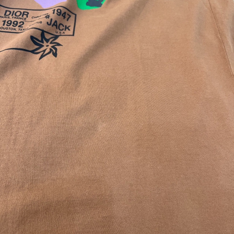クリスチャン・ディオール Christian Dior × Cuctus Jack プリントTシャツ 283J641B0677 ブラウン コットン メンズ 半袖Ｔシャツ