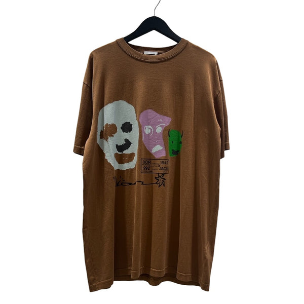 クリスチャン・ディオール Christian Dior × Cuctus Jack プリントTシャツ 283J641B0677 ブラウン コットン メンズ 半袖Ｔシャツ