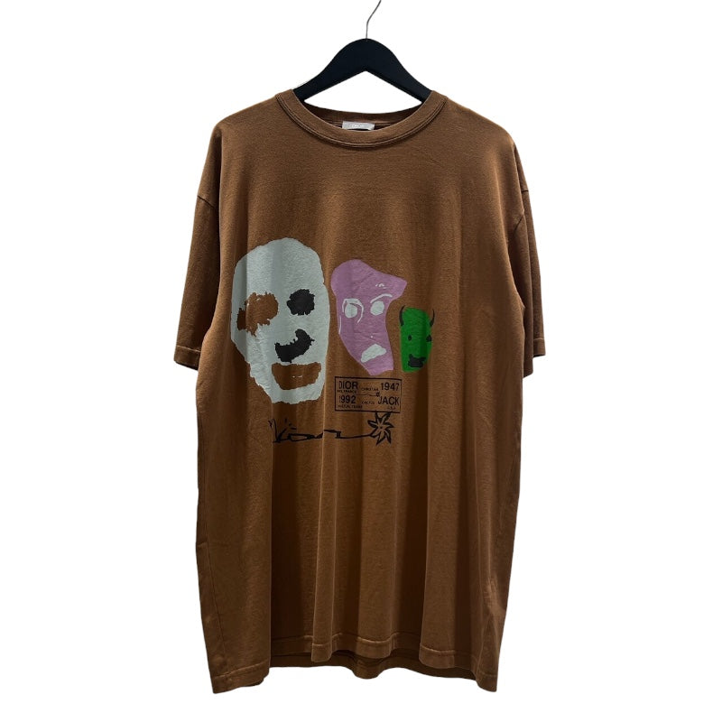 クリスチャン・ディオール Christian Dior × Cuctus Jack プリントTシャツ 283J641B0677 ブラウン コットン メンズ 半袖Ｔシャツ