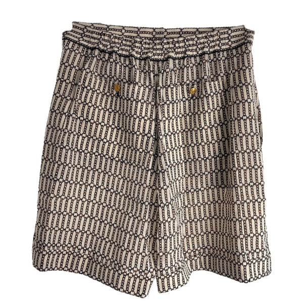 ルイ・ヴィトン LOUIS VUITTON チェーン柄シルクショートパンツ FNPA36 アイボリー シルク レディース ショートパンツ