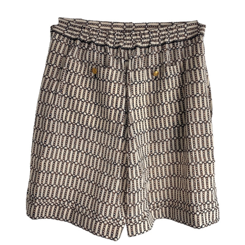 ルイ・ヴィトン LOUIS VUITTON チェーン柄シルクショートパンツ FNPA36 アイボリー シルク レディース ショートパンツ