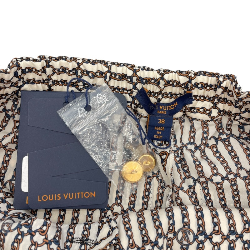 ルイ・ヴィトン LOUIS VUITTON チェーン柄シルクショートパンツ FNPA36 アイボリー シルク レディース ショートパンツ