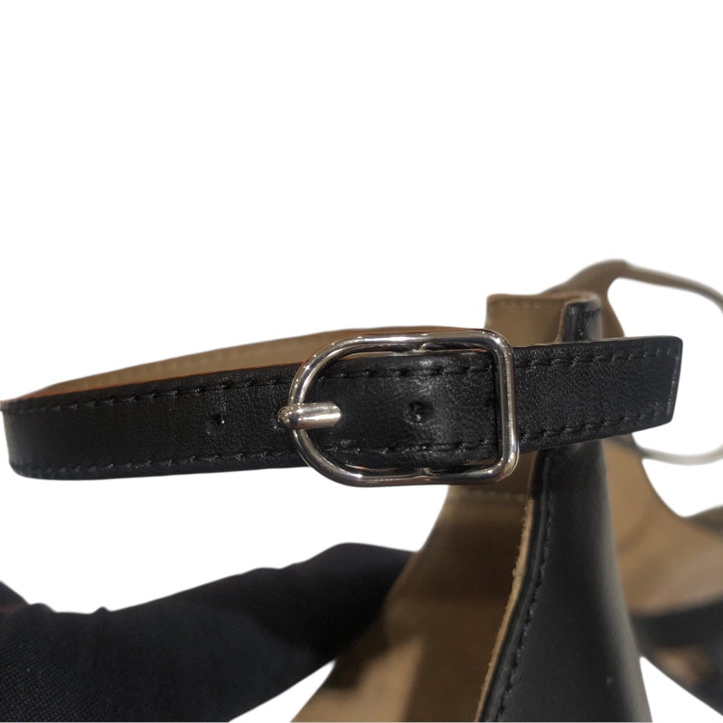 HERMÈS ブラック レザーサンダル +1 エルメス HERMES レジェンドヒールサンダル ブラック レザー