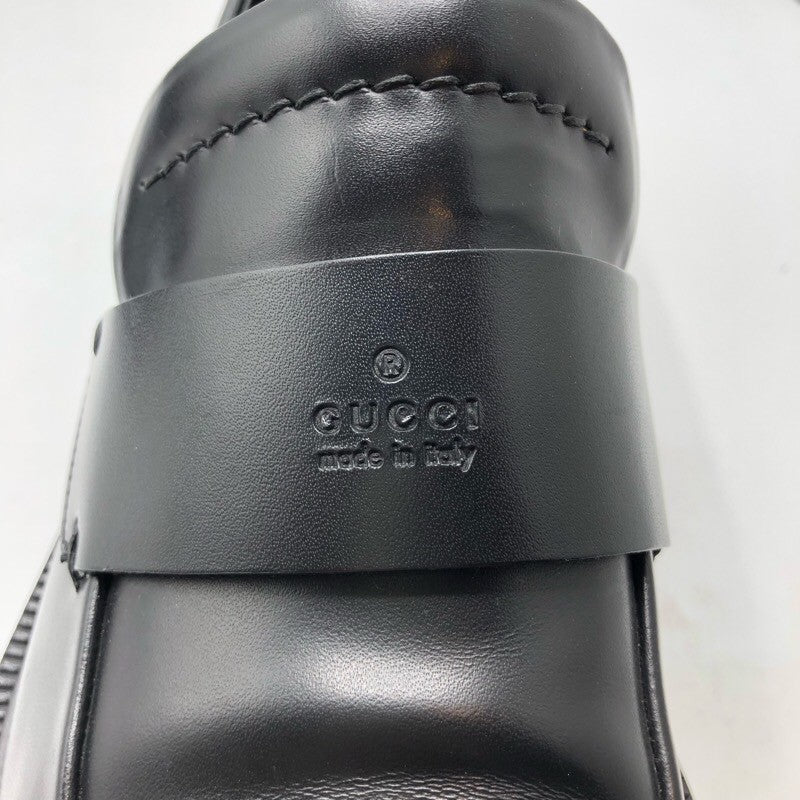 グッチ GUCCI スクエアトゥレザーローファー ブラック レザー メンズ ローファー