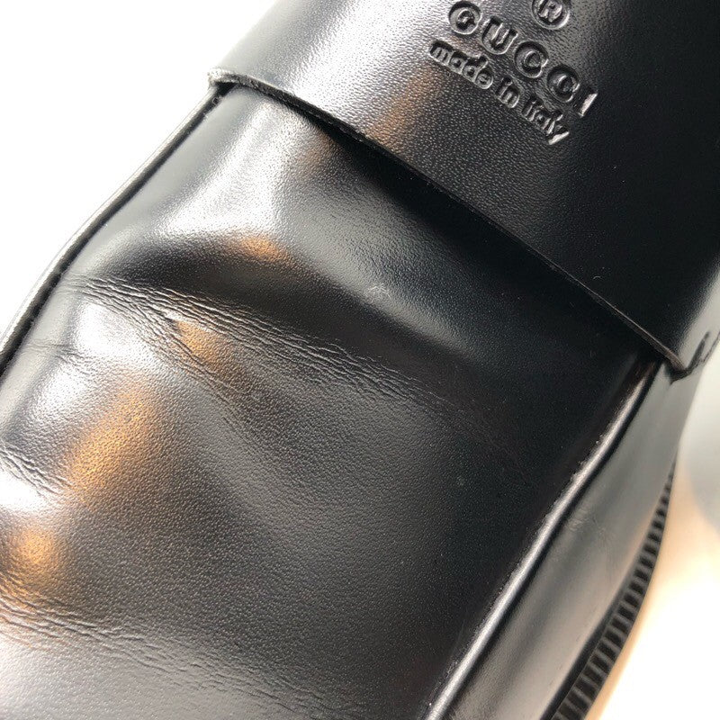 グッチ GUCCI スクエアトゥレザーローファー ブラック レザー メンズ ローファー