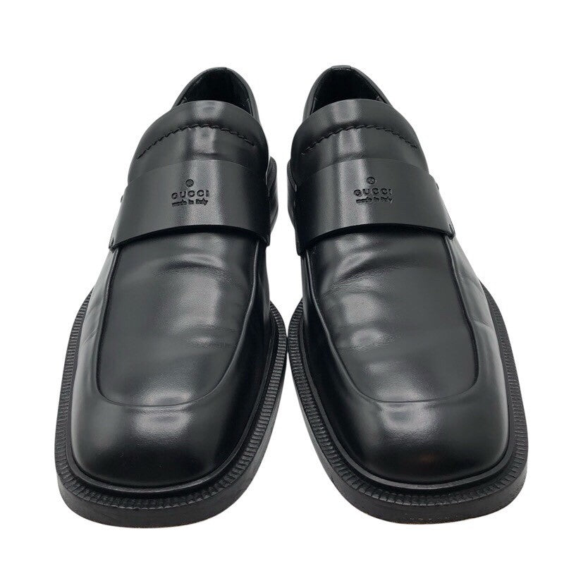 グッチ GUCCI スクエアトゥレザーローファー ブラック レザー メンズ ローファー