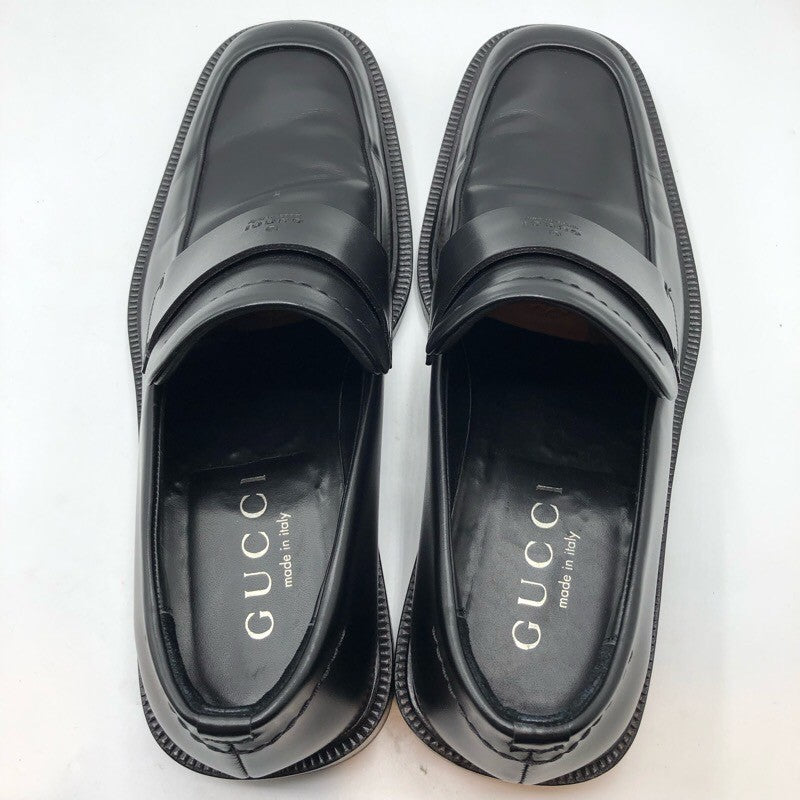 グッチ GUCCI スクエアトゥレザーローファー ブラック レザー メンズ ローファー