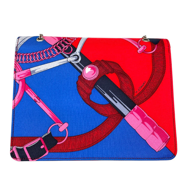 エルメス HERMES チェーンショルダー □N刻印　(2010年製) エプロンドール/シルバー金具 シルク レディース ショルダーバッグ