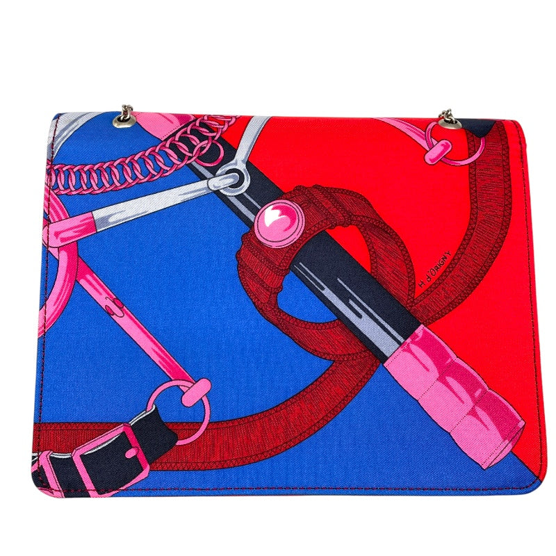 エルメス HERMES チェーンショルダー □N刻印　(2010年製) エプロンドール/シルバー金具 シルク レディース ショルダーバッグ