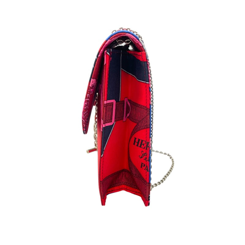 エルメス HERMES チェーンショルダー □N刻印　(2010年製) エプロンドール/シルバー金具 シルク レディース ショルダーバッグ