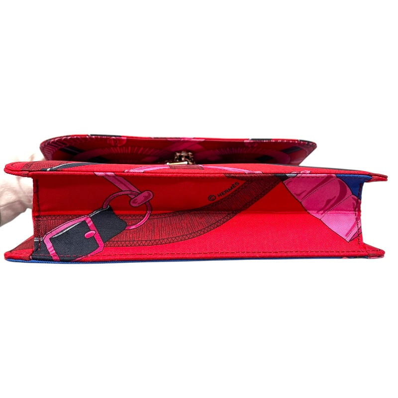 エルメス HERMES チェーンショルダー □N刻印　(2010年製) エプロンドール/シルバー金具 シルク レディース ショルダーバッグ