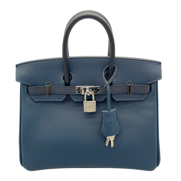エルメス HERMES バーキン25 トリコロール B刻印 (2023年製) ブルードプリュス　シルバー金具 ヴォーエプソン レディース ハンドバッグ