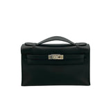 エルメス HERMES ポシェットケリー X刻印 (2016年製) ブラック　シルバー金具 スイフト レディース ハンドバッグ