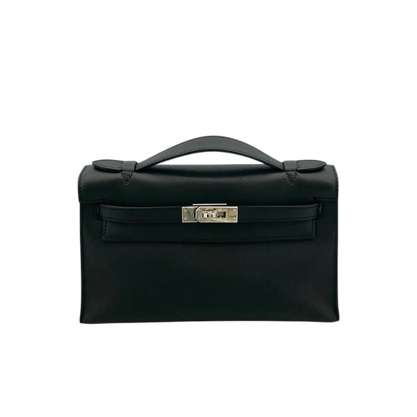 エルメス HERMES ポシェットケリー X刻印 (2016年製) ブラック　シルバー金具 スイフト レディース ハンドバッグ