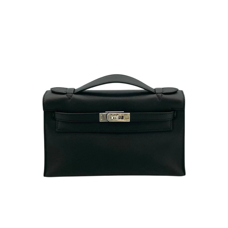 エルメス HERMES ポシェットケリー X刻印 (2016年製) ブラック　シルバー金具 スイフト レディース ハンドバッグ