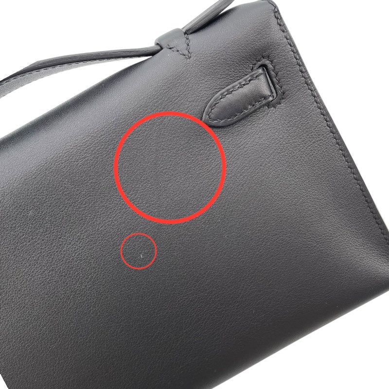 エルメス HERMES ポシェットケリー X刻印 (2016年製) ブラック　シルバー金具 スイフト レディース ハンドバッグ