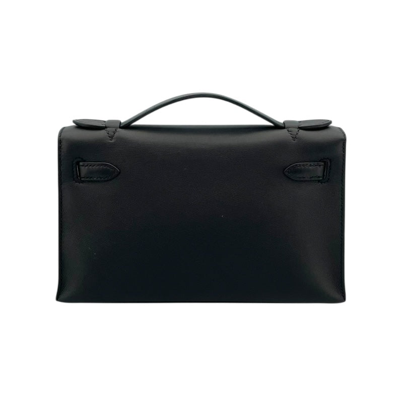 エルメス HERMES ポシェットケリー X刻印 (2016年製) ブラック　シルバー金具 スイフト レディース ハンドバッグ