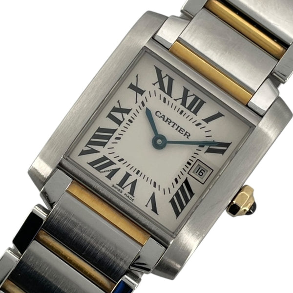 カルティエ Cartier タンク フランセーズ MM W51012Q4 ホワイト K18/SS クオーツ レディース 腕時計