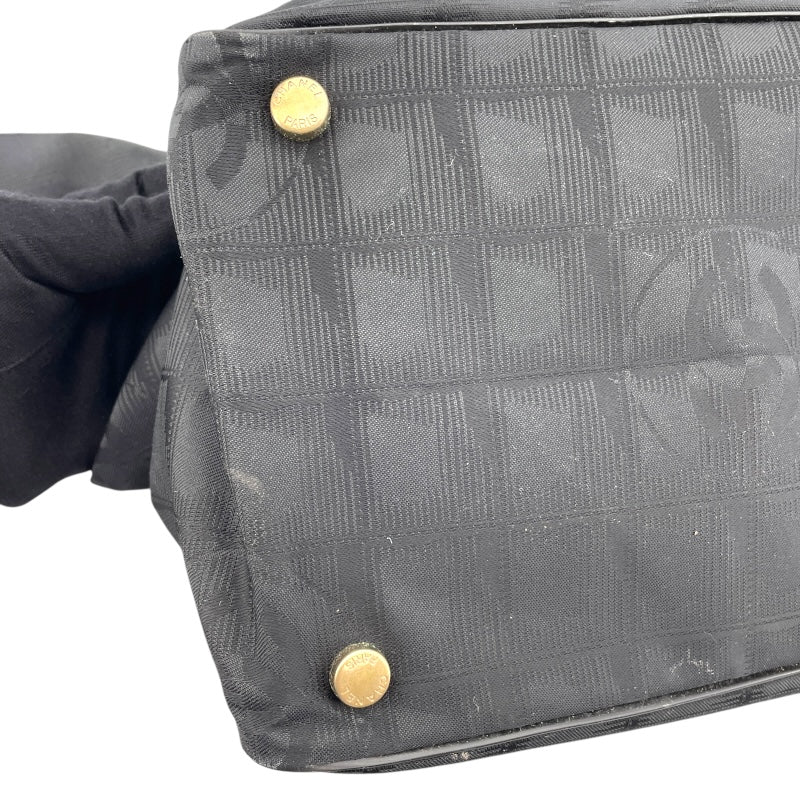 シャネル CHANEL ニュートラベルライントートバッグPM A20457　11番台 ブラック×ゴールド金具 ナイロンジャガード レディース トートバッグ