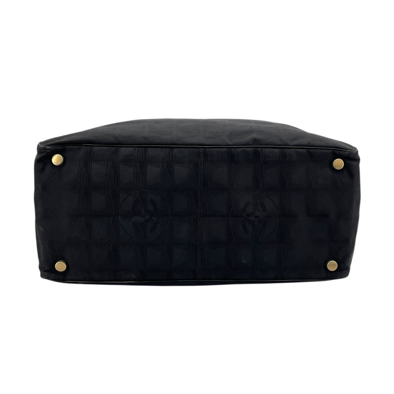 シャネル CHANEL ニュートラベルライントートバッグPM A20457　11番台 ブラック×ゴールド金具 ナイロンジャガード レディース トートバッグ