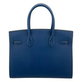 エルメス HERMES バーキン30 セリエ D刻印 ディープブルー/GD金具 マダム レディース ハンドバッグ